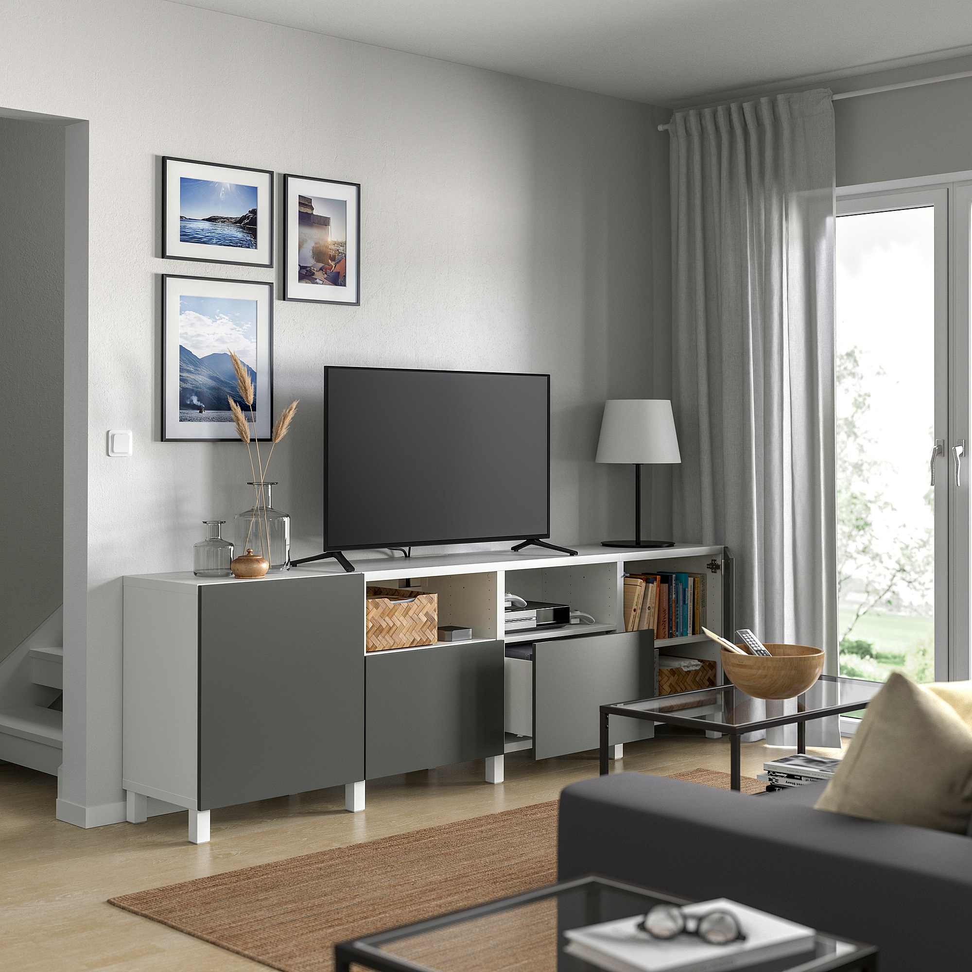 BESTÅ TV bench with doors and drawers