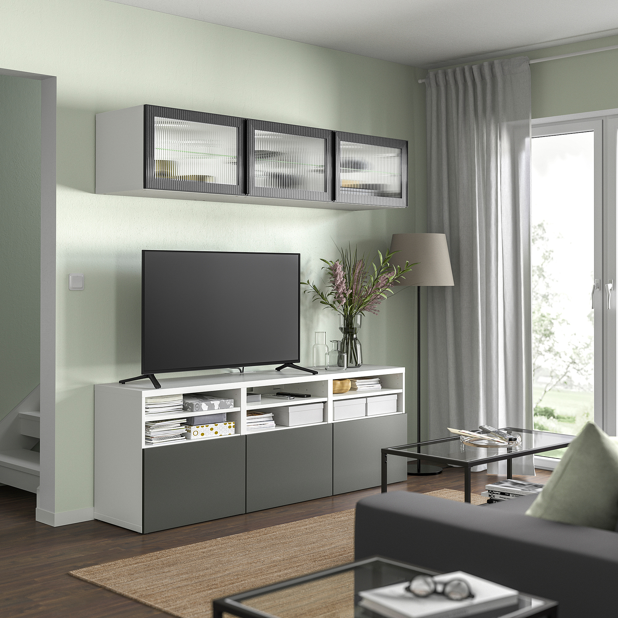 BESTÅ TV storage combination/glass doors