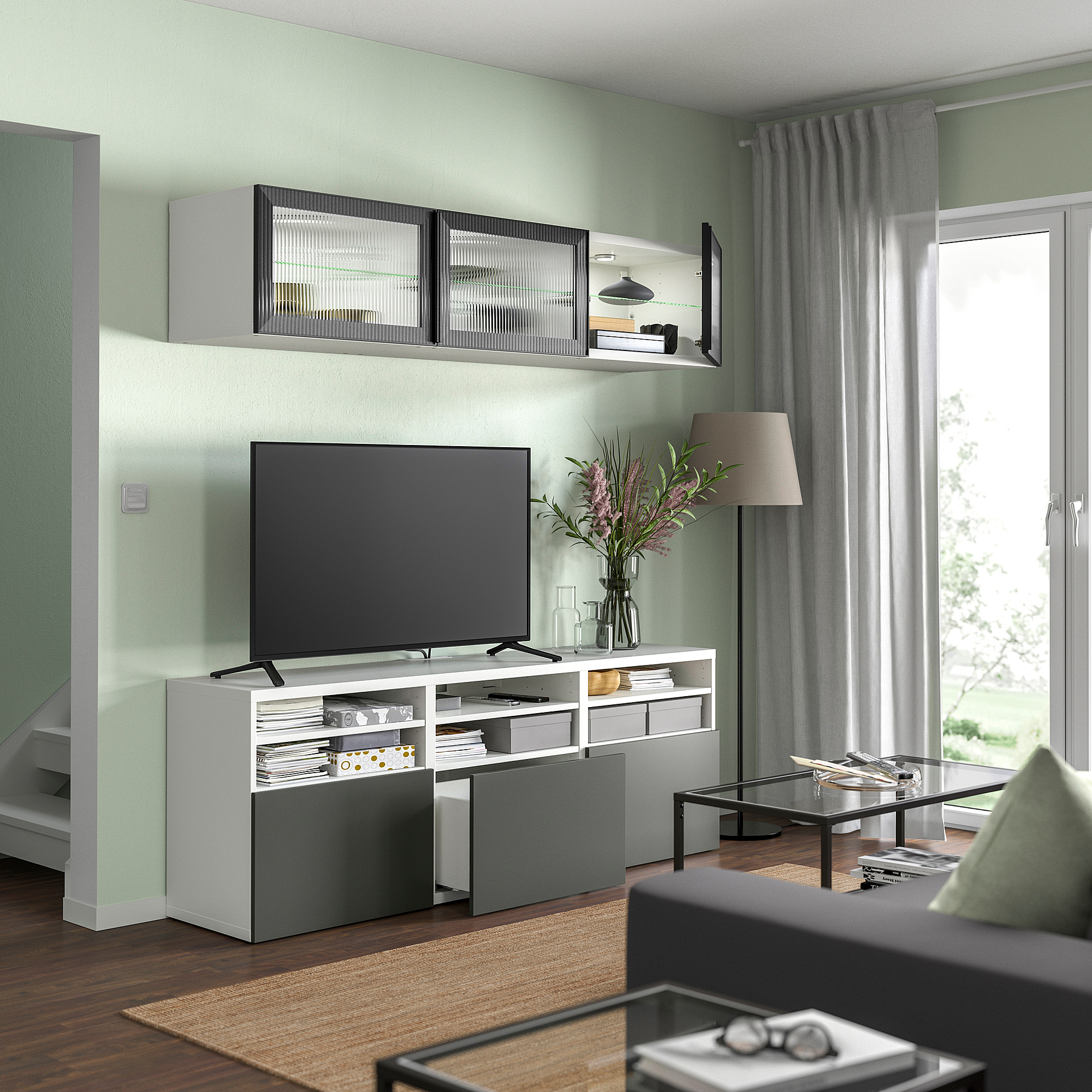 BESTÅ TV storage combination/glass doors