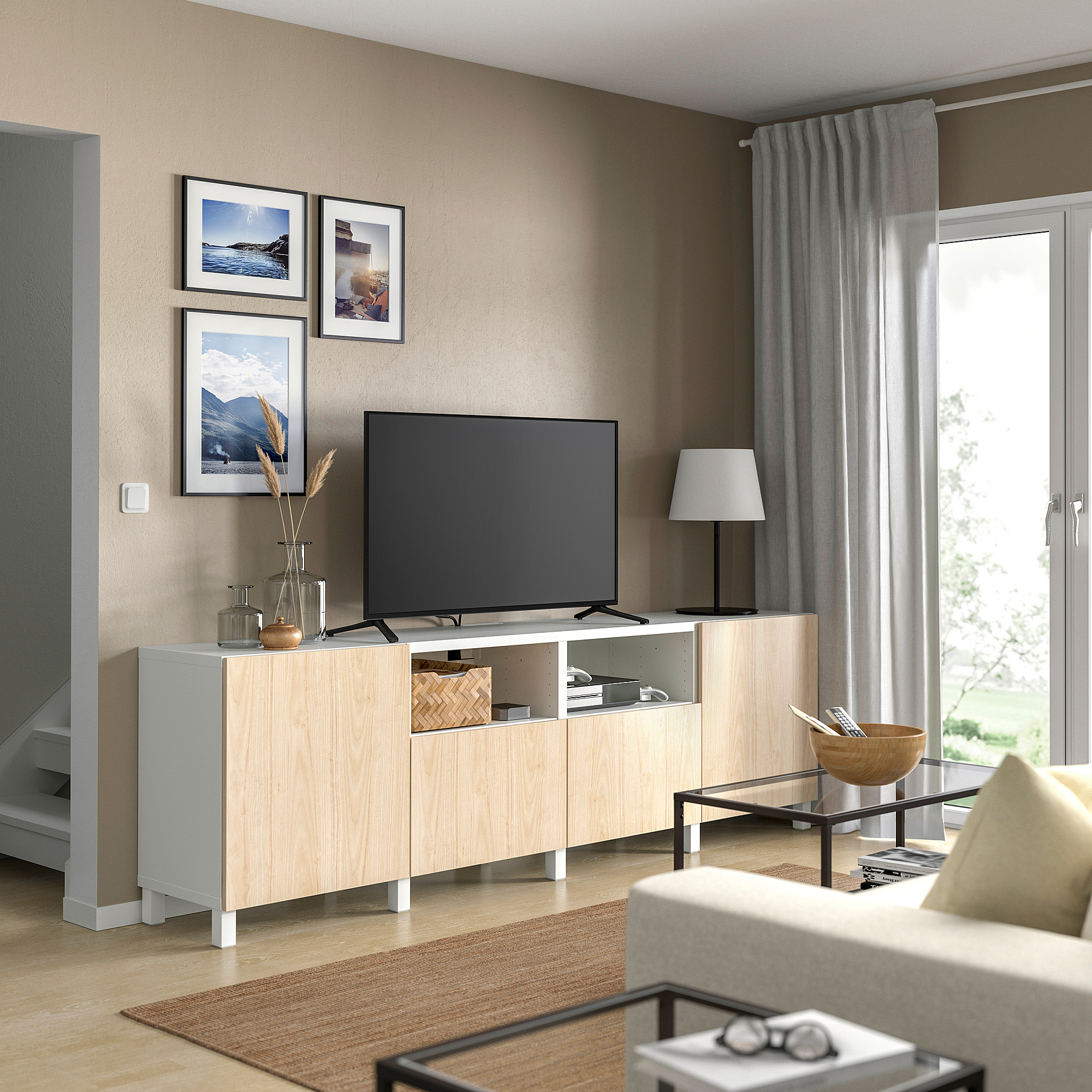 BESTÅ TV bench with doors and drawers