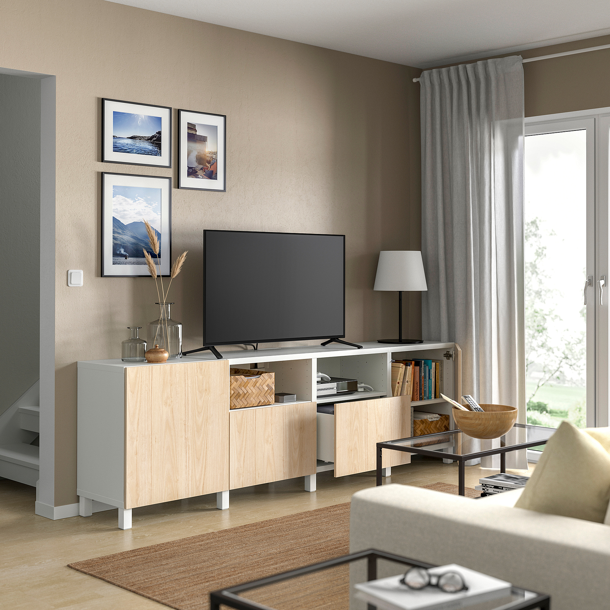 BESTÅ TV bench with doors and drawers