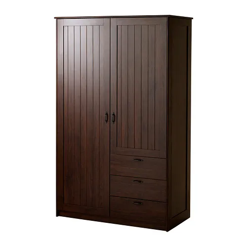 RAKKESTAD - wardrobe with sliding doors, black-brown, 117x176 cm