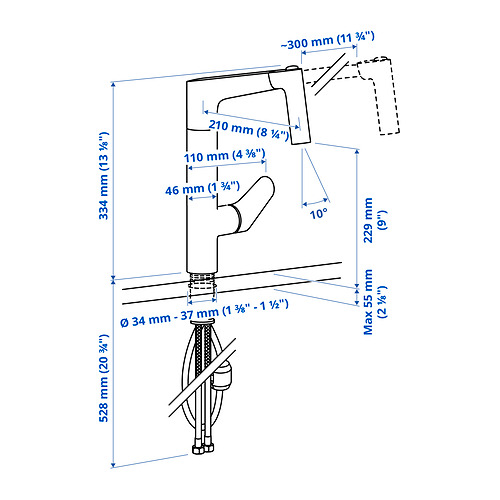 MAJSJÖN 廚房拉出式水龍頭附花灑模式