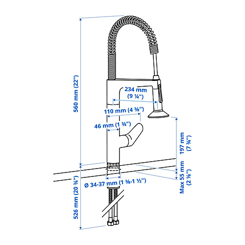 MAJSJÖN 廚房冷熱水龍頭連拉出式噴頭