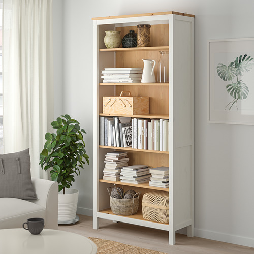 HEMNES bookcase, white stain/light brown IKEA Hong Kong and Macau