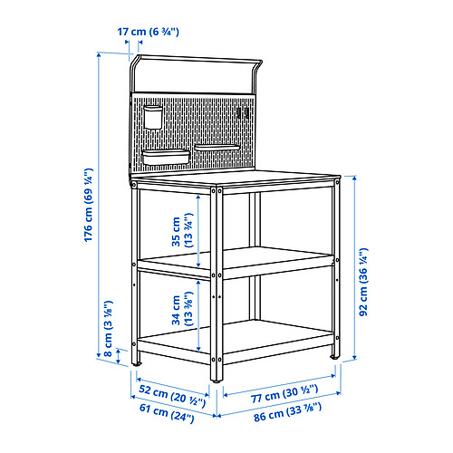 GRILLSKÄR kitchen island w back panel