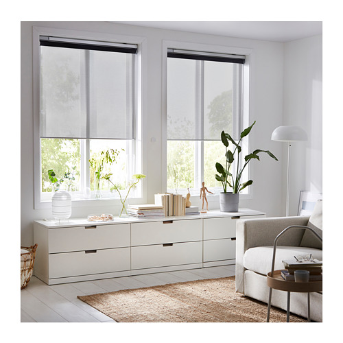 KADRILJ roller blind, 60x195 cm, wireless/battery-operated grey