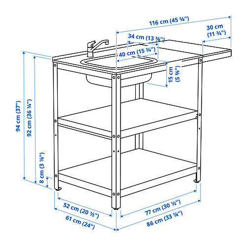 GRILLSKÄR 星盆工作檯連延伸檯面