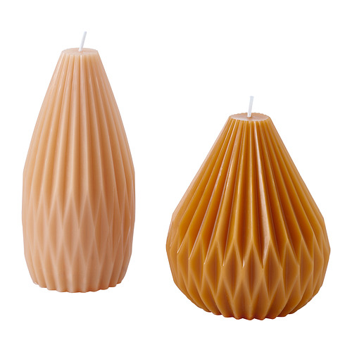 HÖSTAGILLE - 柱形蠟燭，2件套裝, 淺米黃色/亮米黃色 | IKEA 香港及澳門 - E1000183_S4