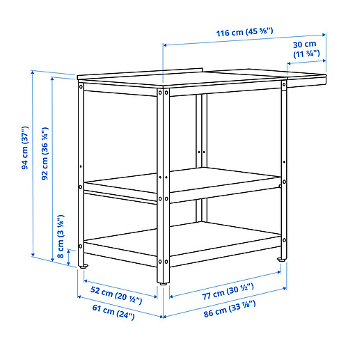 GRILLSKÄR kitchen island w side table