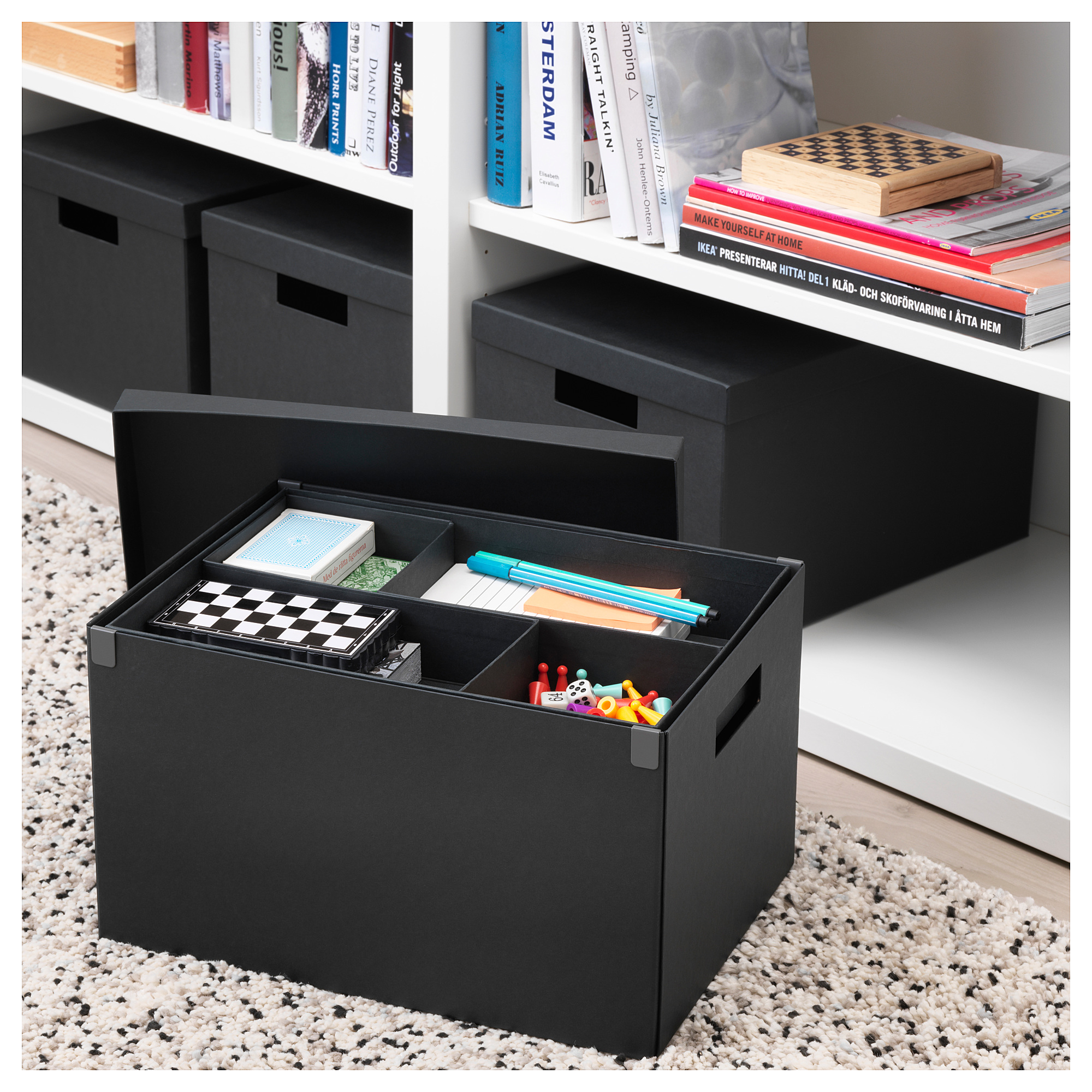 TJENA storage box with lid, black IKEA Hong Kong and Macau
