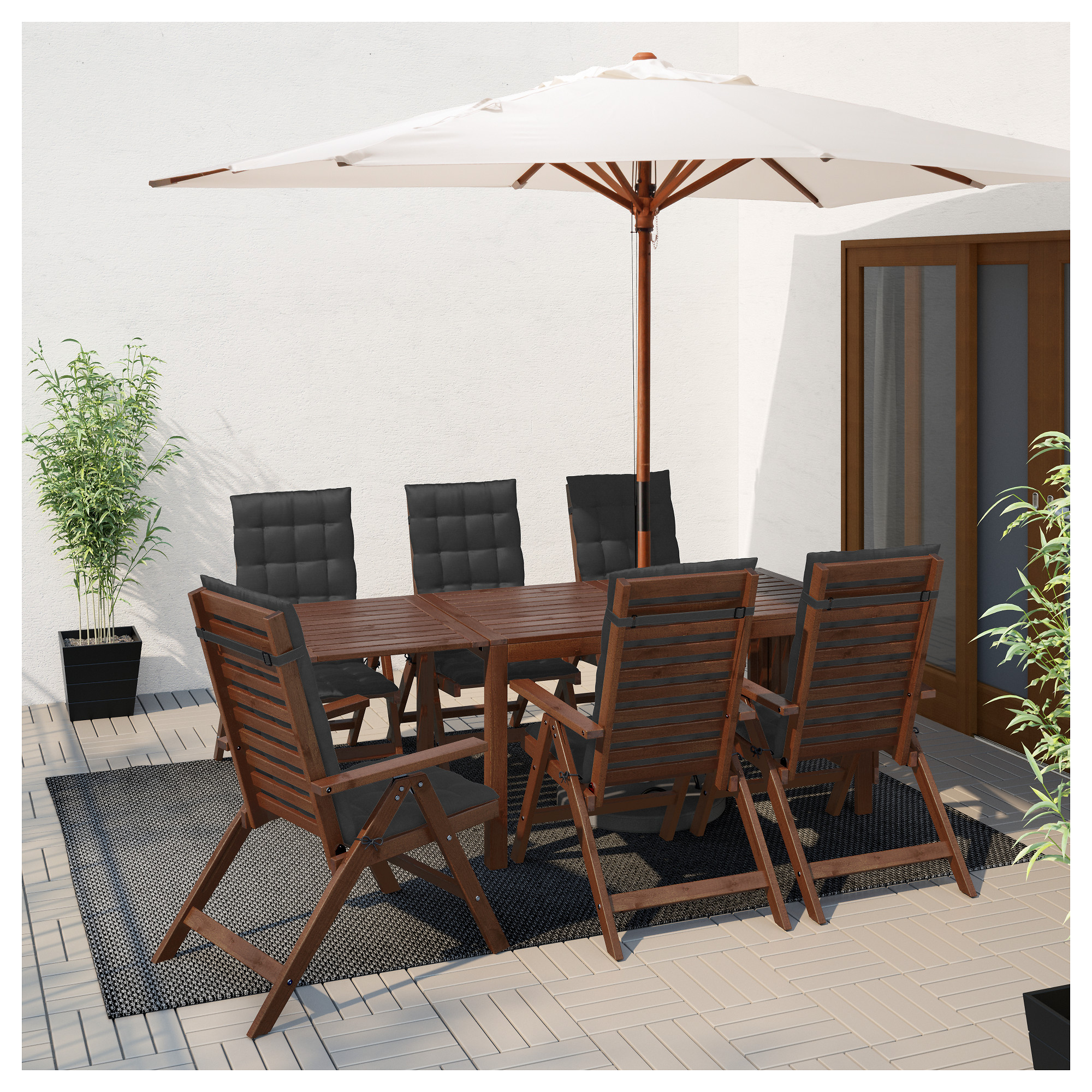 ÄpplarÖ  table6 reclining chairs outdoor brown stained