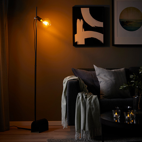HÅRSLINGA/LUNNOM floor lamp with light bulb