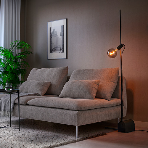 HÅRSLINGA/MOLNART floor lamp with light bulb