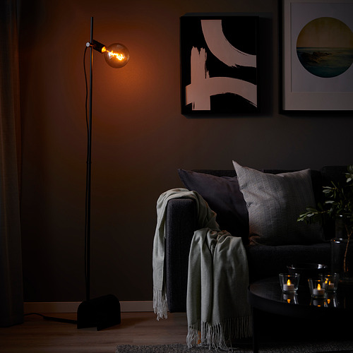 HÅRSLINGA/MOLNART floor lamp with light bulb