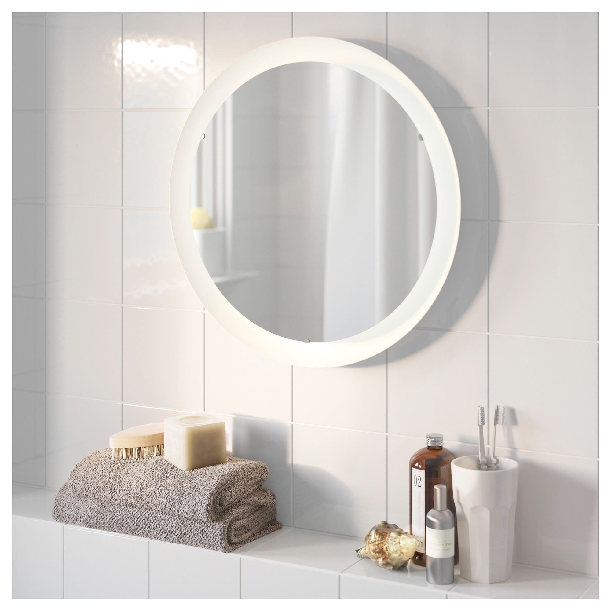 STORJORM - mirror with integrated lighting, white | IKEA ...
