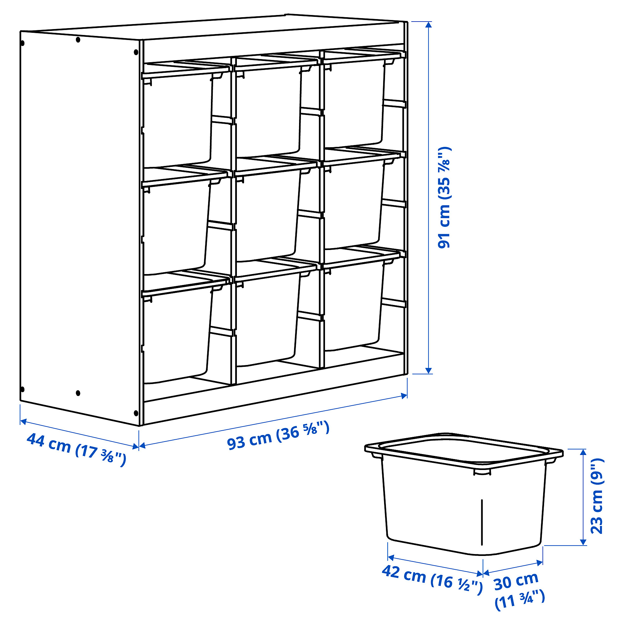 TROFAST storage combination with boxes