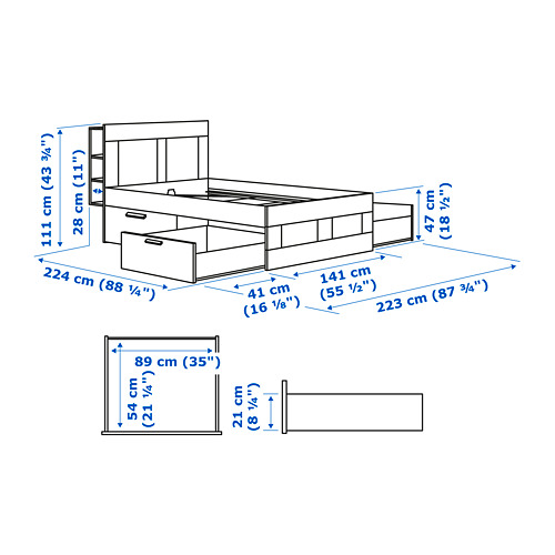 BRIMNES bedroom furniture, set of 3