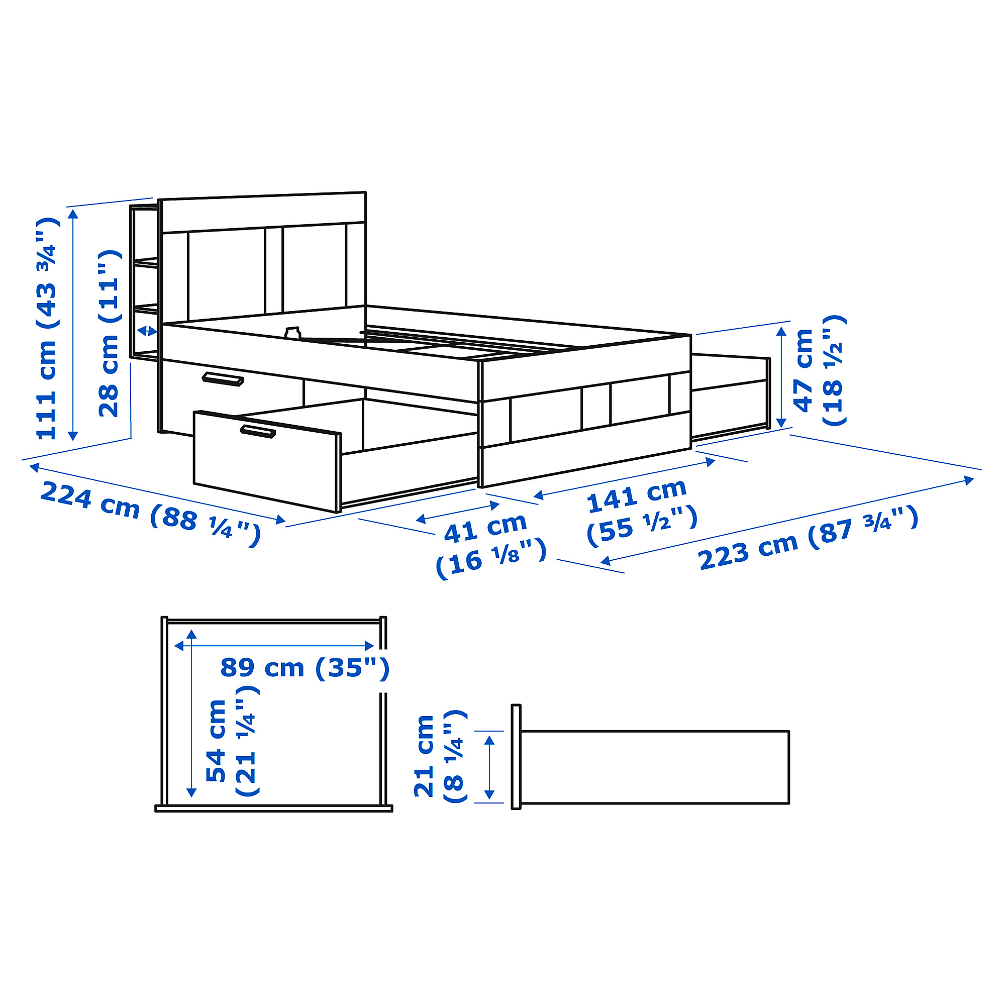 BRIMNES bedroom furniture, set of 3