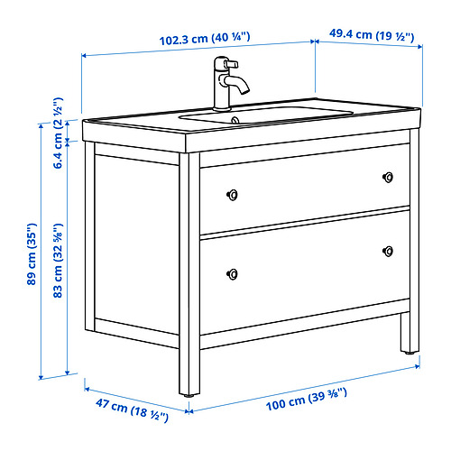 ORRSJÖN/HEMNES 洗手盆櫃連抽屜/洗手盆/水龍頭