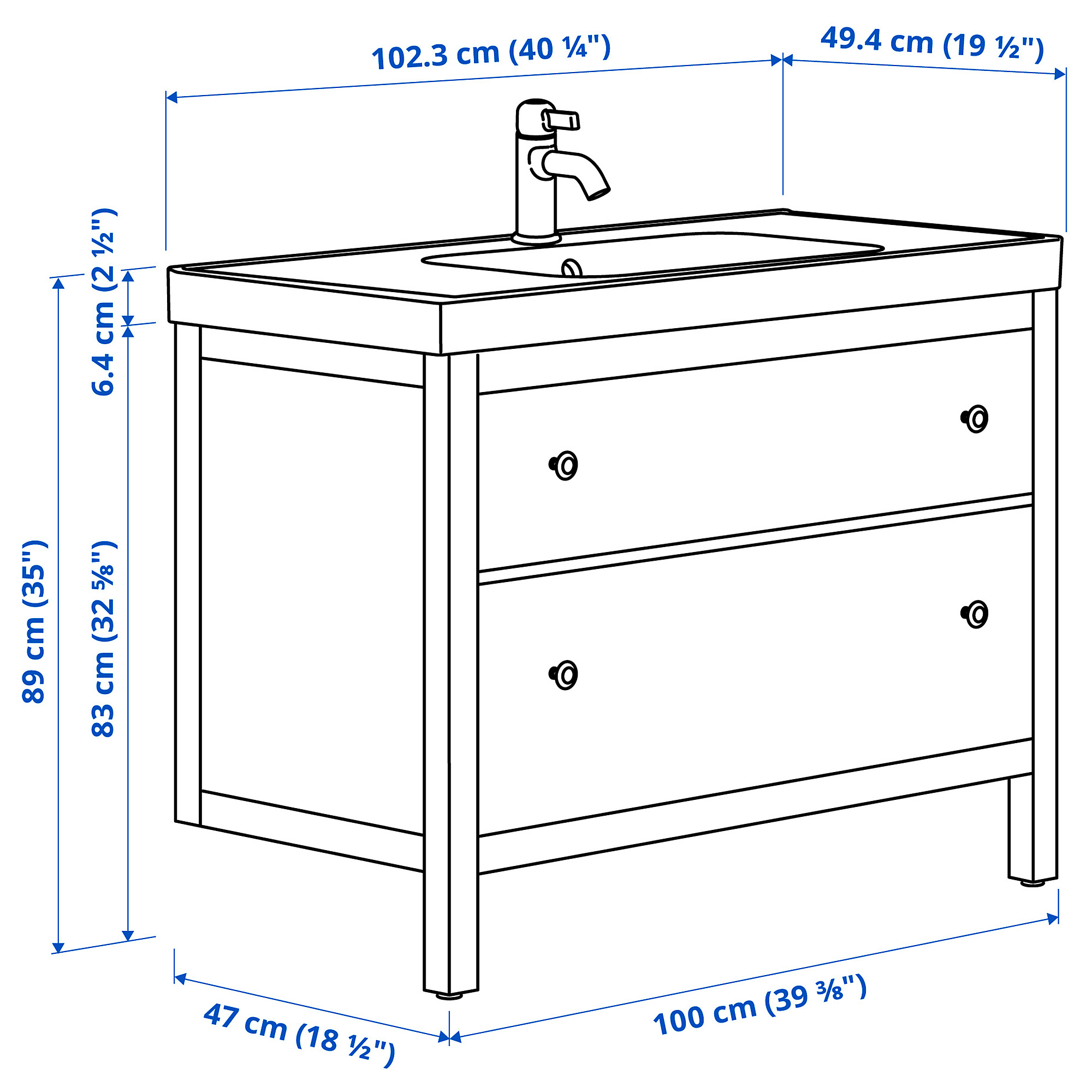 ORRSJÖN/HEMNES 洗手盆櫃連抽屜/洗手盆/水龍頭
