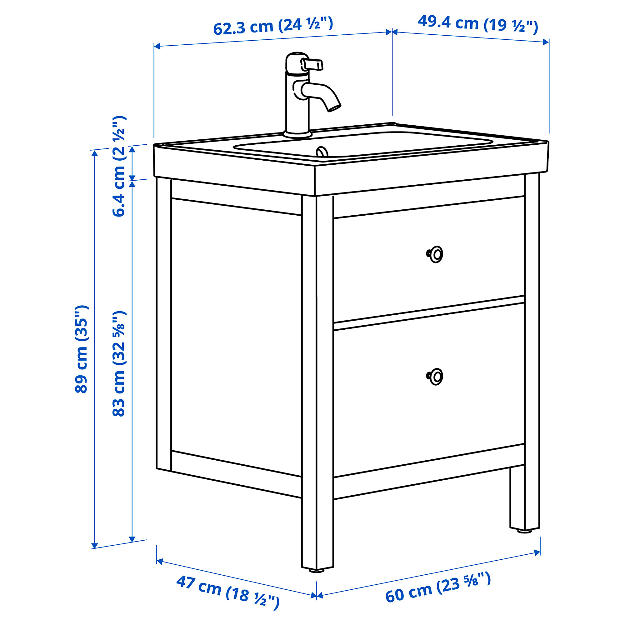 ORRSJÖN/HEMNES 洗手盆櫃連抽屜/洗手盆/水龍頭