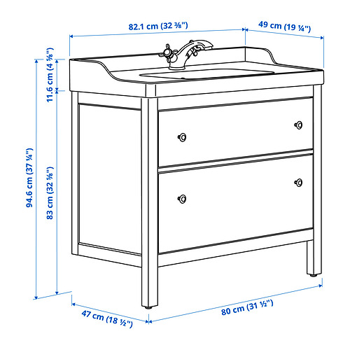 RUTSJÖN/HEMNES wash-stnd w drawers/wash-basin/tap