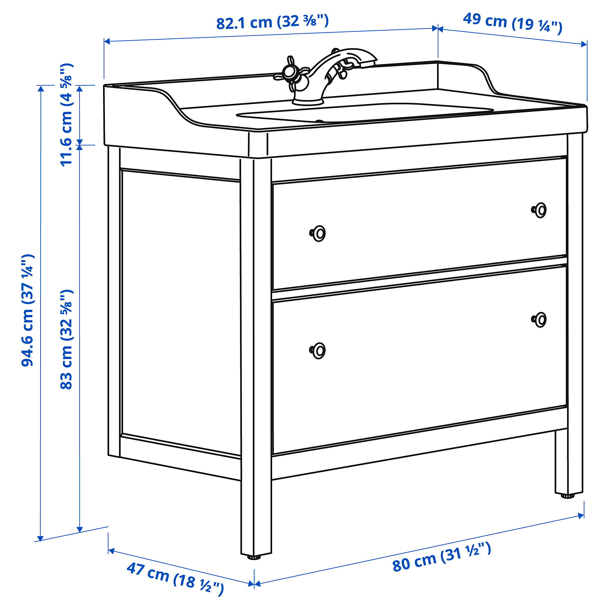 RUTSJÖN/HEMNES wash-stnd w drawers/wash-basin/tap