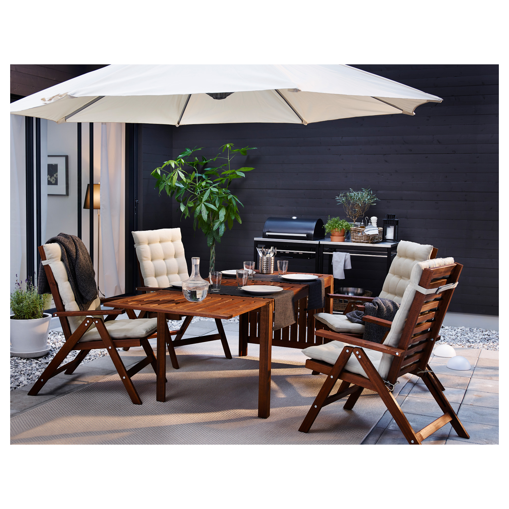 ÄPPLARÖ - reclining chair, outdoor, foldable brown stained IKEA