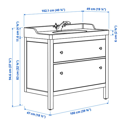 RUTSJÖN/HEMNES wash-stnd w drawers/wash-basin/tap