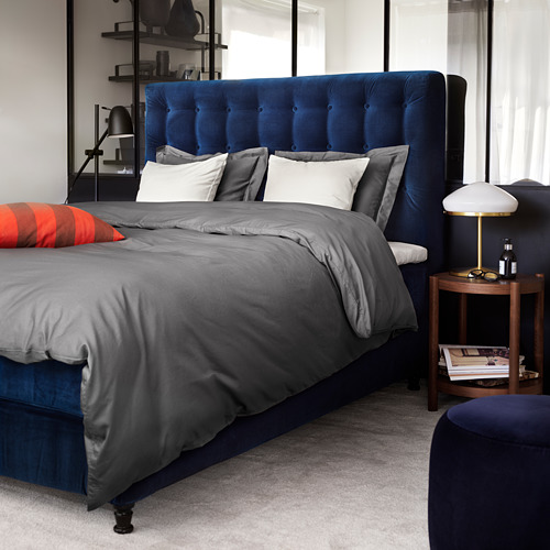 LUKTJASMIN quilt cover and pillowcase, dark grey, 150x200/50x80 cm 