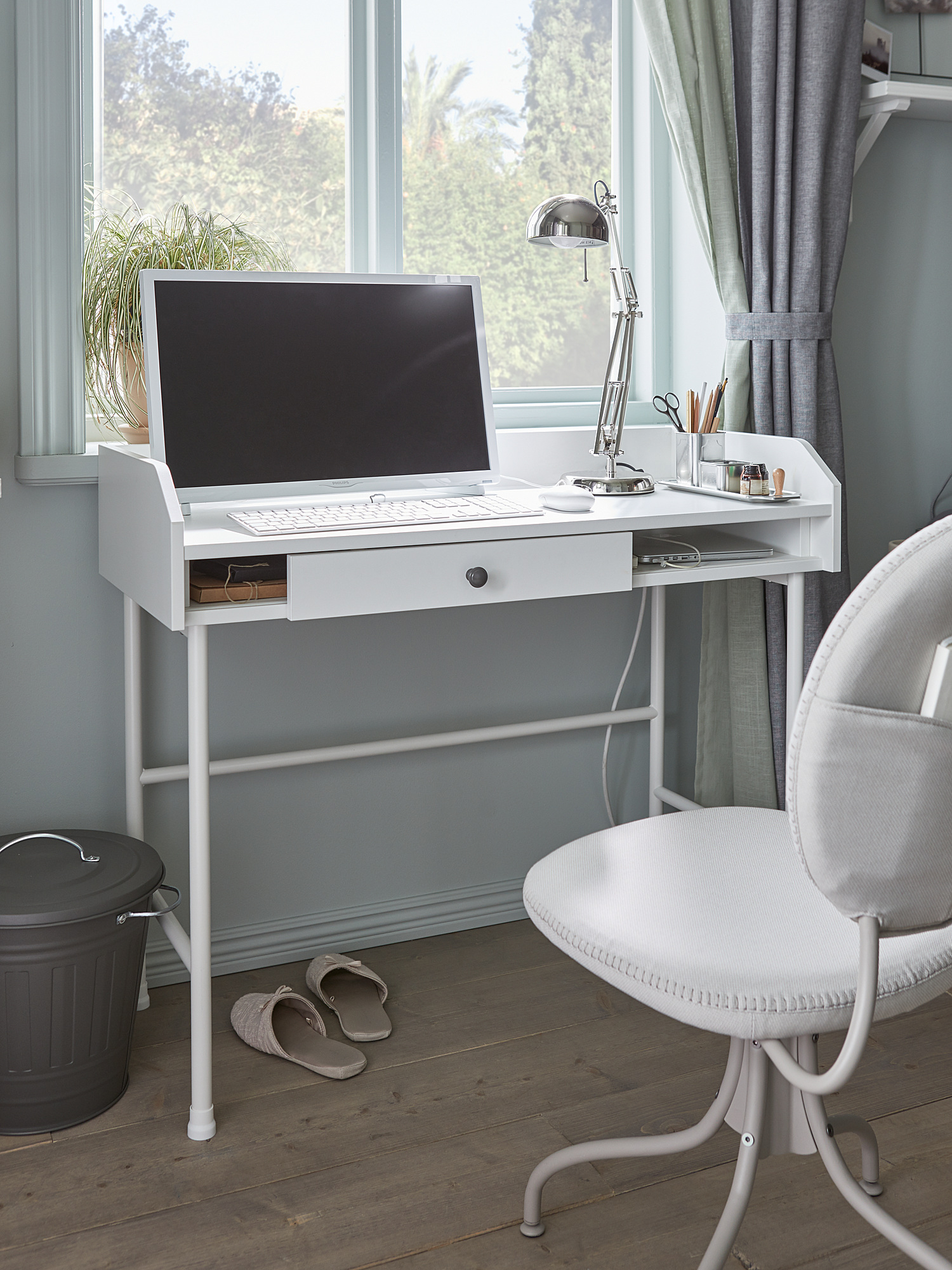 HAUGA desk, 100x45.3x84.1 cm, white IKEA Hong Kong and Macau