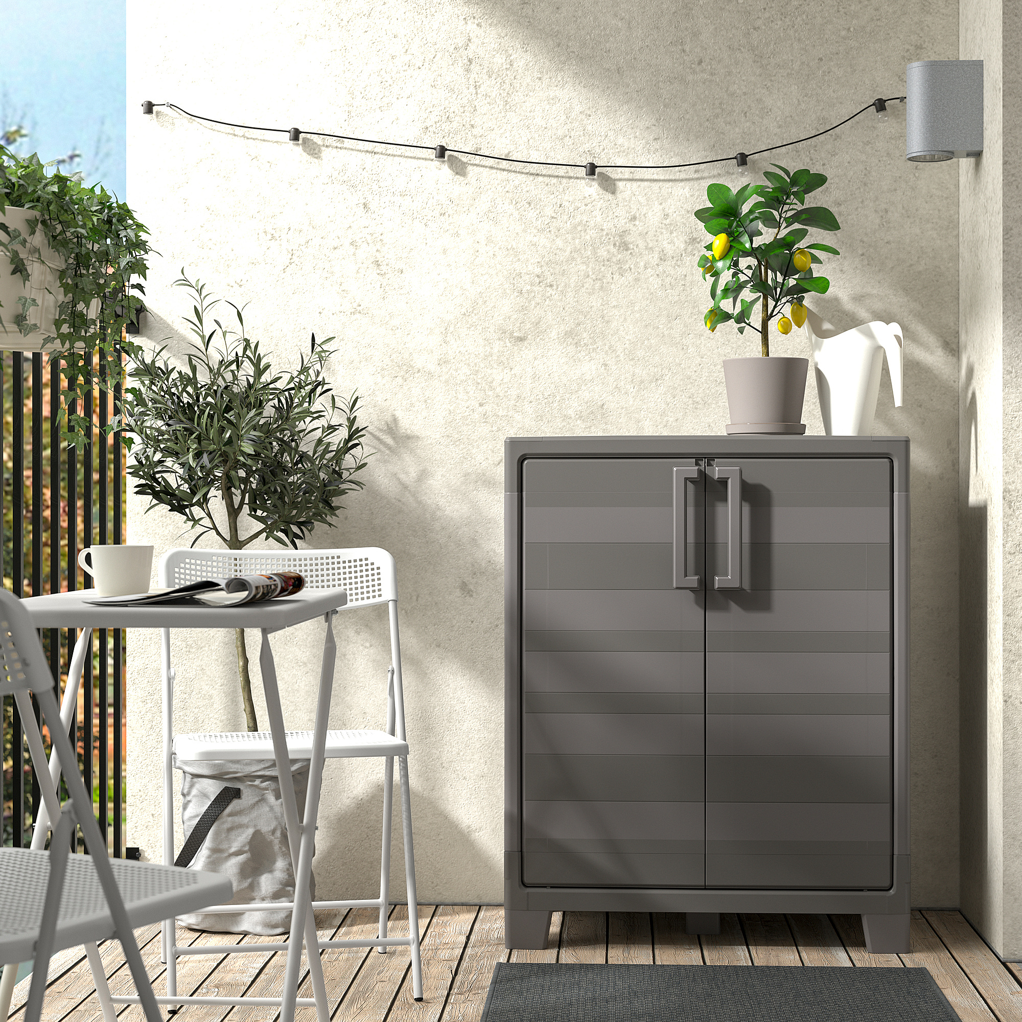 TORPARÖ table and 2 folding chairs, outdoor