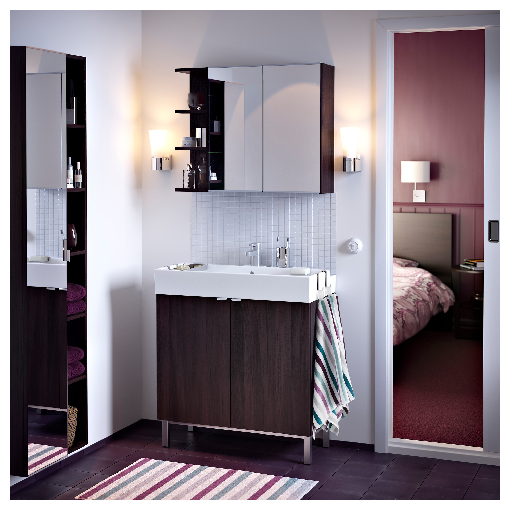LILLÅNGEN mirror 2 doors/1 end unit, blackbrown IKEA Hong Kong