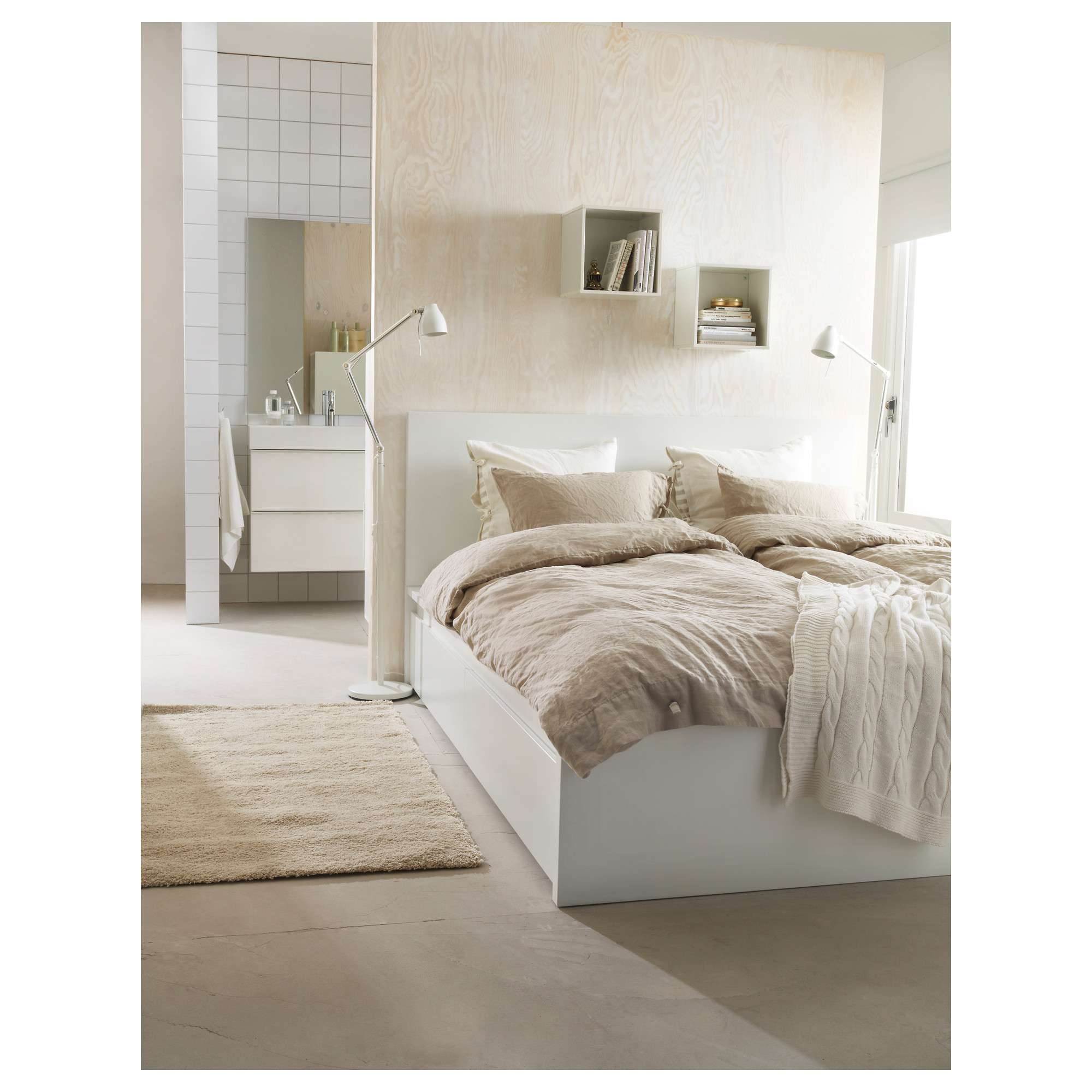 Malm Bed Frame High W 2 Storage Boxes Luroy Queen