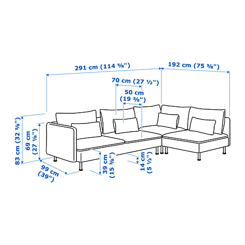 SÖDERHAMN corner sofa, 4-seat
