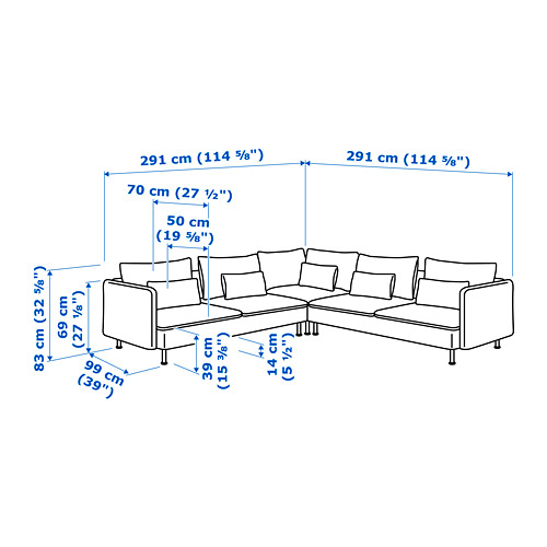 SÖDERHAMN corner sofa, 6-seat