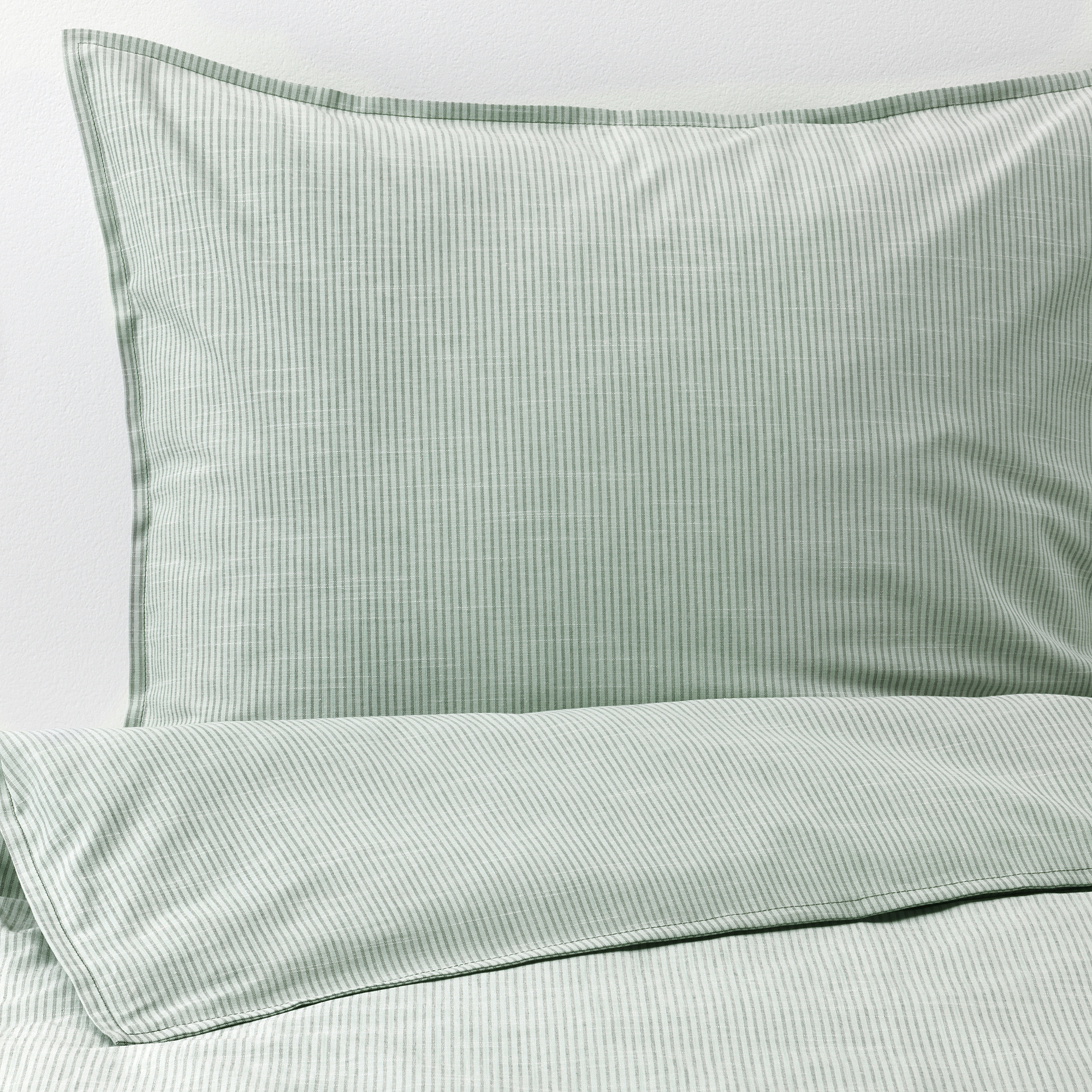 BERGPALM quilt cover and 2 pillowcases, green/stripe, 200x200/50x80