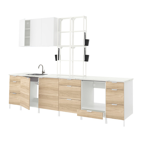 ENHET - 廚房, 白色/橡木紋 白色, 323x63.5x241 厘米 | IKEA 香港及澳門 - PE815969_S4