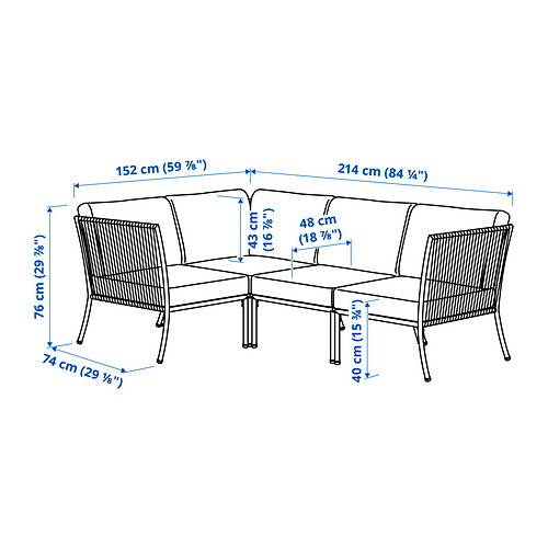 SEGERÖN corner sofa, 3-seat