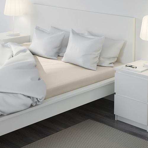 DVALA fitted sheet, beige, double