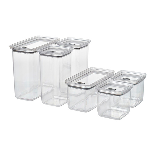 KORALLVIPPA dry food jar with lid, set of 6