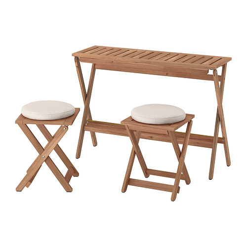NÄMMARÖ table and 2 stools, outdoor