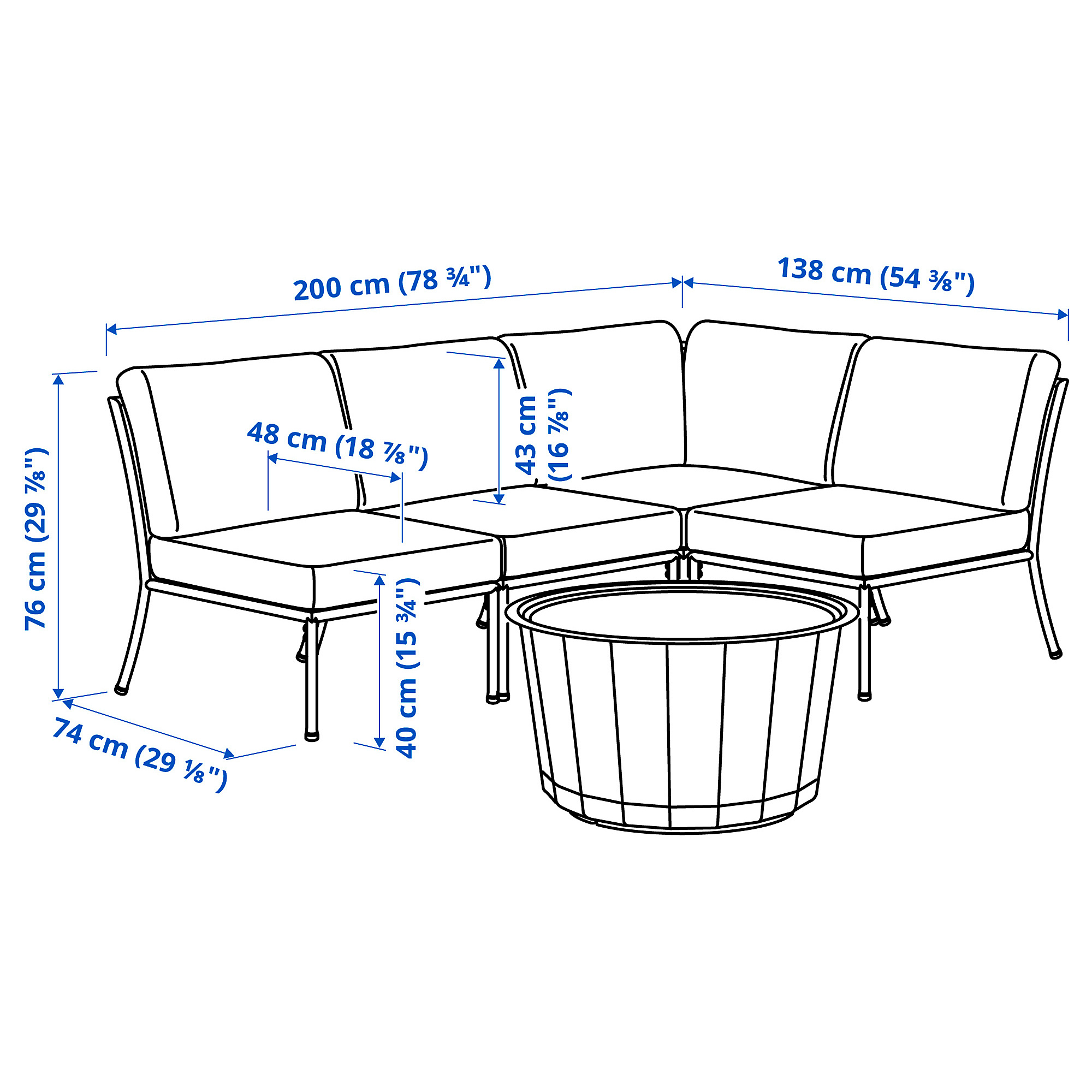 LÅGASKÄR/SEGERÖN 3-seat conversation set