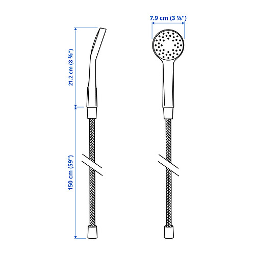BERGVATTNET single spray hand shower with hose