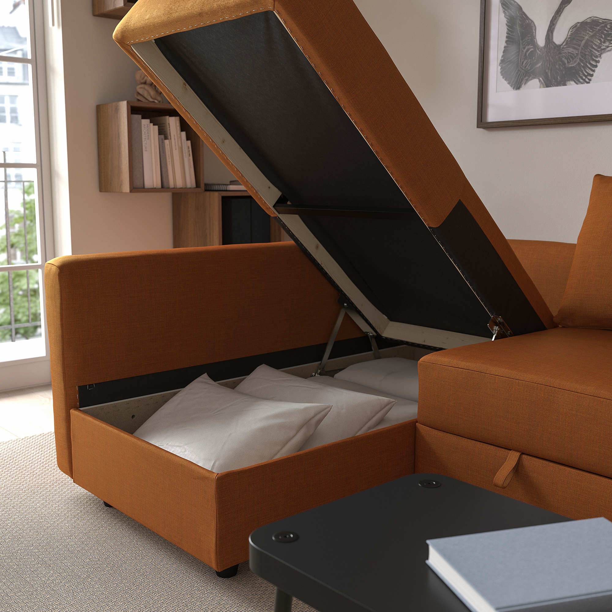 FRIHETEN corner sofa-bed with storage
