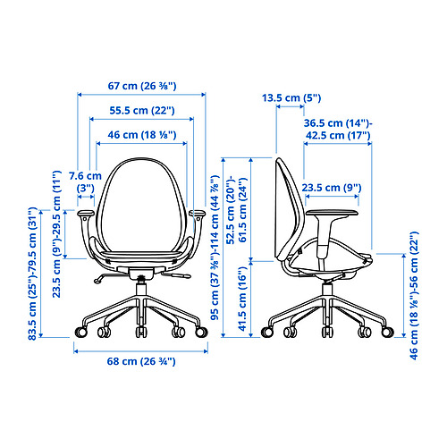 HATTEFJÄLL Office chair with armrests, Gunnared green/black - IKEA