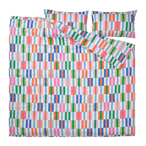 KLIBBKORSÖRT duvet cover and 2 pillowcases