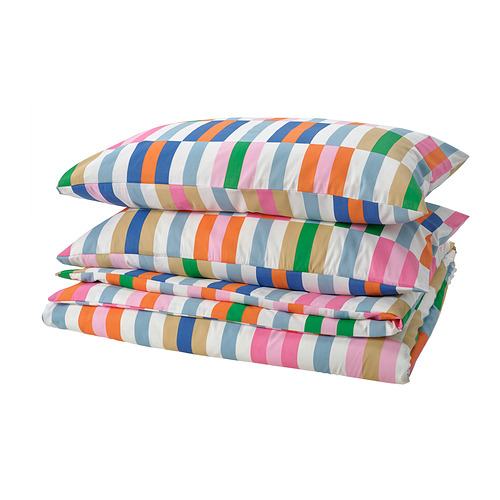 KLIBBKORSÖRT duvet cover and 2 pillowcases