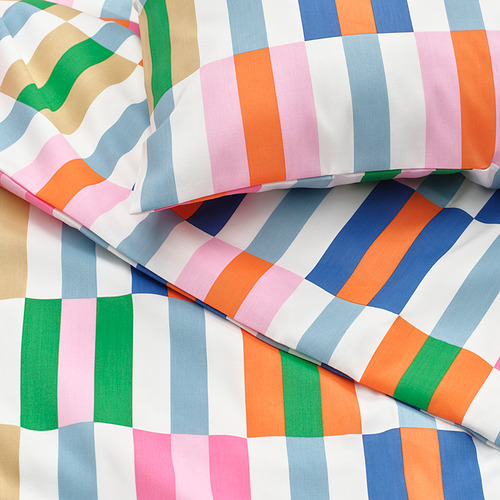 KLIBBKORSÖRT duvet cover and 2 pillowcases